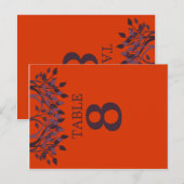Plum und Orange Blätter Tischnummer Karten 8 (Vorne/Hinten)