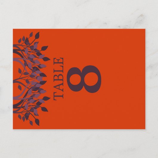 Plum und Orange Blätter Tischnummer Karten 8 (Vorderseite)