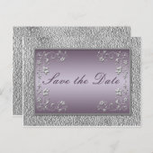 Plum und Pewter Floral Save the Date Postkarte (Vorne/Hinten)