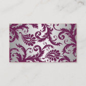 Plum und Silver Damask Placecards Platzkarte (Rückseite)