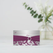 Plum und Silver Damask Placecards Platzkarte (Stehend Vorderseite)