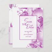 Plum und White Wedding Announcement Postcard Ankündigungspostkarte (Vorne/Hinten)