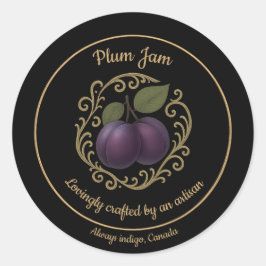 Plum Velvet – Gourmet‑Marmeladenetikett Runder Aufkleber