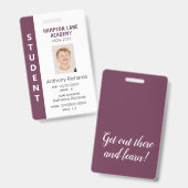Plum Vertical Stripe Homeschool Student ID Badge Ausweis (Vorder- & Rückseite)