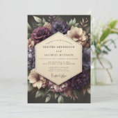 Plum Victorian Bloom Wedding Einladung (Stehend Vorderseite)