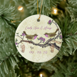 Plum Vintag Bird 1. Foto Weihnachten Keramikornament