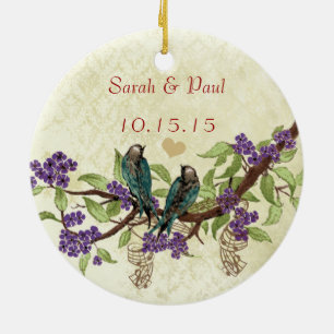 Plum Vintag Bird 1. Foto Weihnachten Keramikornament