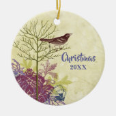 Plum Vintag Bird Christmas Couples Foto Ornament (Vorne)