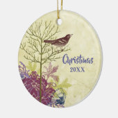 Plum Vintag Bird Christmas Couples Foto Ornament (Links)