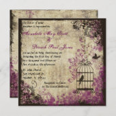 Plum Vintage Wedding Birdcage Einladung (Vorne/Hinten)