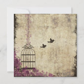 Plum Vintage Wedding Birdcage Einladung (Rückseite)