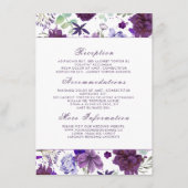 Plum Violet Blume Hochzeitsinformation Gast Begleitkarte (Vorderseite)
