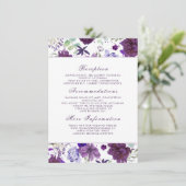 Plum Violet Blume Hochzeitsinformation Gast Begleitkarte (Stehend Vorderseite)