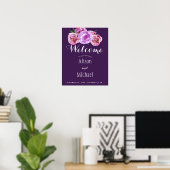 Plum violet florale elegante Hochzeitsempfehlung Poster (Heimbüro)
