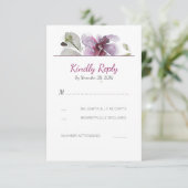 Plum Watercolor Blossom Wedding RSVP Cards Karte (Stehend Vorderseite)