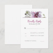 Plum Watercolor Blossom Wedding RSVP Cards Karte (Vorne/Hinten)