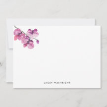 Plum Watercolor Orchid Personalisiert Stationer
