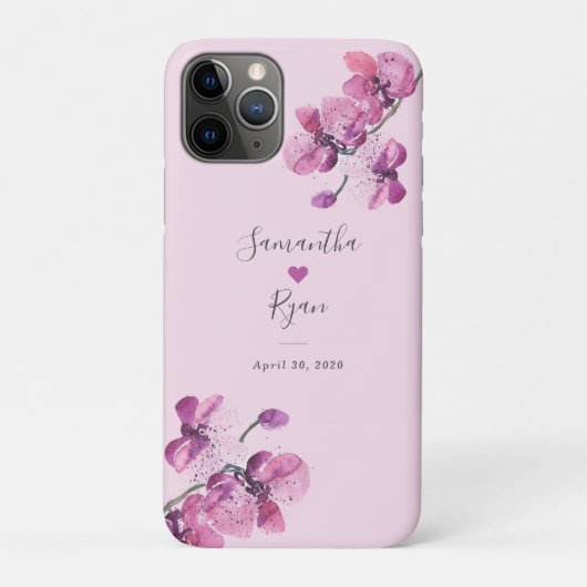 Plum Watercolor Orchid Wedding Keepake Case Mate (Rückseite)