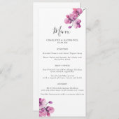 Plum Watercolor Orchid Wedding Menu Menükarte (Vorne/Hinten)