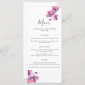 Plum Watercolor Orchid Wedding Menu Menükarte (Vorne/Hinten)