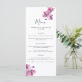 Plum Watercolor Orchid Wedding Menu Menükarte (Stehend Vorderseite)