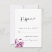 Plum Watercolor Orchids Wedding RSVP (Vorderseite)
