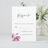 Plum Watercolor Orchids Wedding RSVP Karte (Stehend Vorderseite)