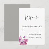 Plum Watercolor Orchids Wedding RSVP Karte (Vorne/Hinten)