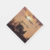 Plum Watercolor Sonnenuntergang Landschaft Bäume D Serviette (Ecke)