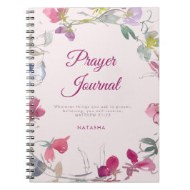 Plum Watercolor Sweet Pea Floral Prayer Journal Notizblock