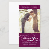 Plum Wedding Danke Foto Card (4x8) (Vorne/Hinten)