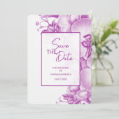 Plum Wedding Save the Date Vier Foto & QR Code (Stehend Vorderseite)