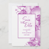 Plum Wedding Save the Date Vier Foto & QR Code (Vorderseite)