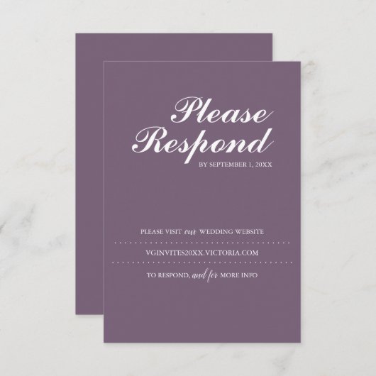 Plum Wedding Website Insert RSVP Karte (Vorne/Hinten)