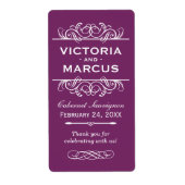 Plum Wedding Wine Bottle Monogram Fevor Labels (Vorne)