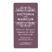 Plum Wedding Wine Bottle Monogram Fevor Labels (Vorne)