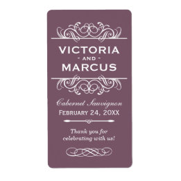 Plum Wedding Wine Bottle Monogram Fevor Labels