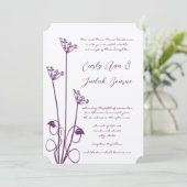Plum Wild Blume Swirl Hochzeitseinladung Einladung (Stehend Vorderseite)
