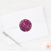 Plum Wildblumen Bouquet Monogram Initial Sticker (Umschlag)