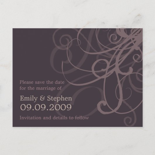 Plum Wirbel ・ Save the Date Postkarte (Vorderseite)