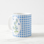 Plumbago Blume und Schmetterlinge auf Blue Gingham Kaffeetasse (Vorderseite Links)