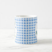Plumbago Blume und Schmetterlinge auf Blue Gingham Kaffeetasse (Mittel)