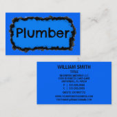 Plumber Black and Blue Business Card Visitenkarte (Vorne/Hinten)