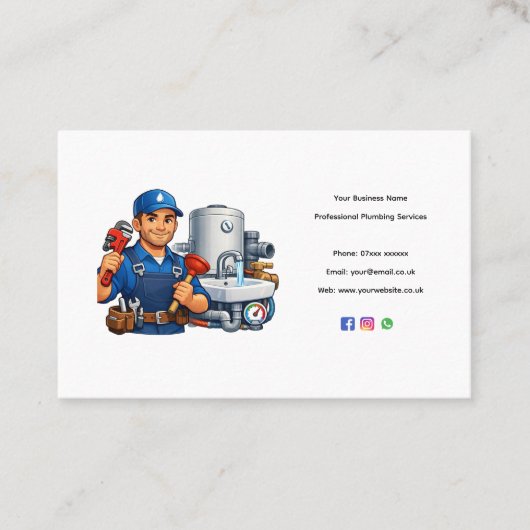 Plumber Business Card Template – Professional Edit Visitenkarte (Vorderseite)