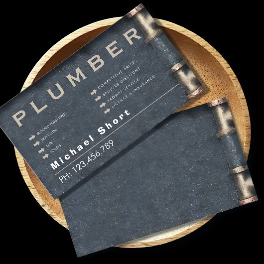 Plumber Business Card with Pipe DetaiI Visitenkarte