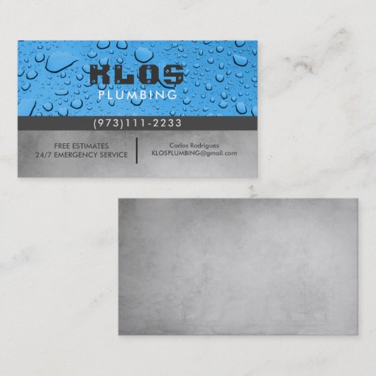 Plumber Business Cards Visitenkarte (Vorne/Hinten)