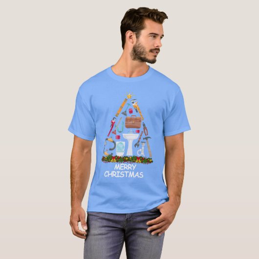 Plumber Christmasree Frohe Weihnachtsretro T-Shirt (Vorne ganz)