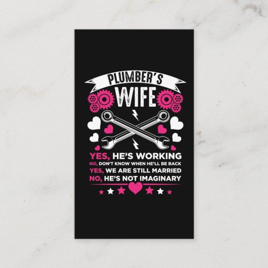 Plumber Ehefrau Girlfriend Husband Wedding Visitenkarte (Vorderseite)
