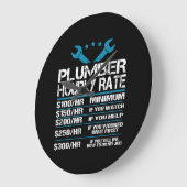 plumber installer fitter Funny Hourly Rate gift id Große Wanduhr (Winkel)