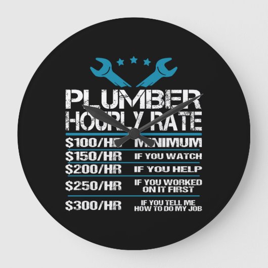 plumber installer fitter Funny Hourly Rate gift id Große Wanduhr (Vorderseite)